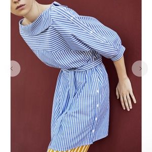 🌟NWOT🌟 Mango blue & white striped boat neck mini shirt dress